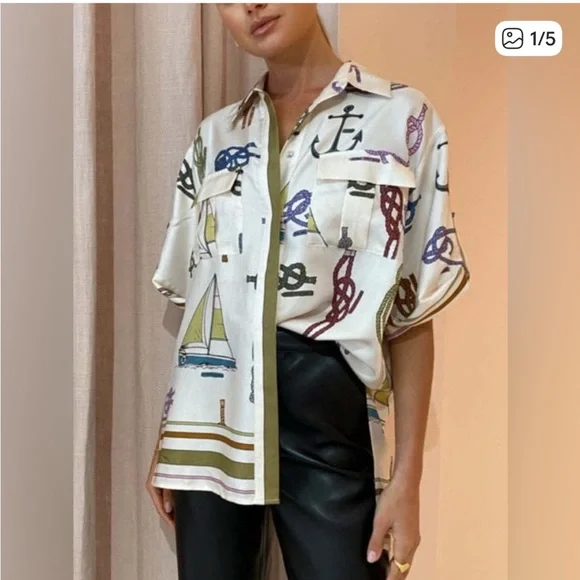 ALEMAIS Ships Ahoy Sailing Set Camp Shirt And Pants Aus 8 Or Size Small - Picture 4 of 7